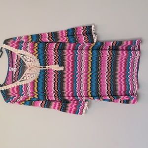 Boho 2B Together multicolor crochet collar bell sleeve size medium dress